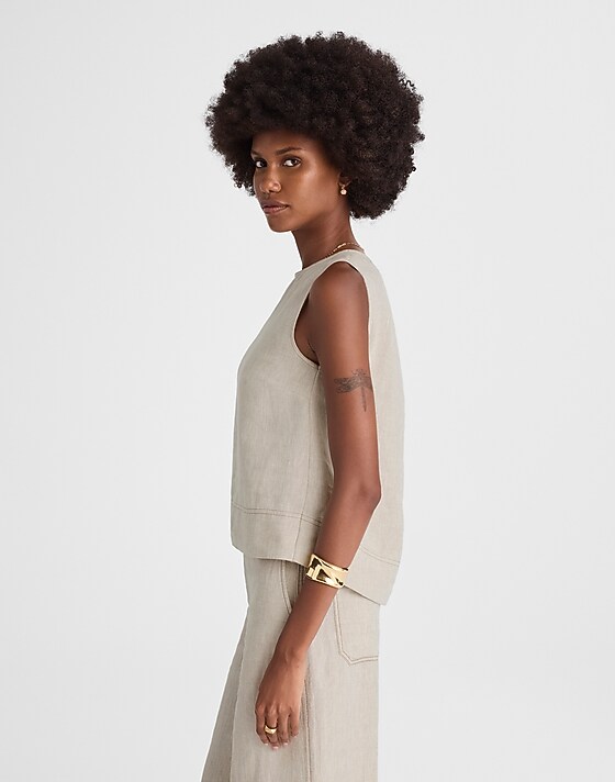 Madewell Linen Pleated Shell Top Oat