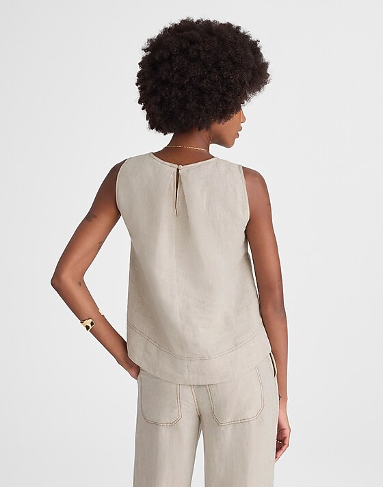Madewell Linen Pleated Shell Top Oat