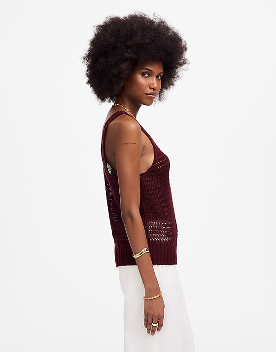 Madewell Linen Sweater Tank Mulberry Wine