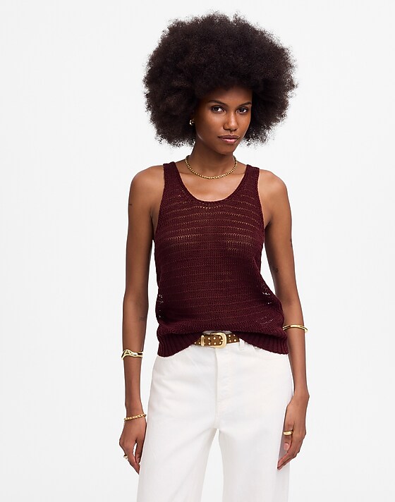 madewell Linen Sweater Tank mulberry wine