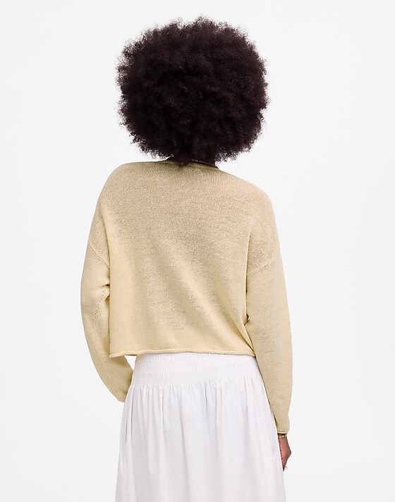 Madewell Linen V-Neck Sweater Beach Sand