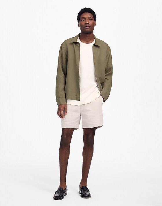 Madewell Linen Zip-Front Shirt Jacket Pressed Sage