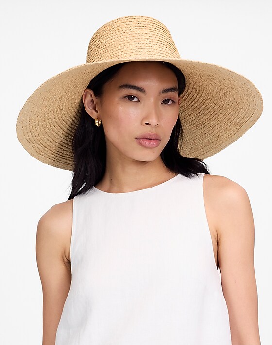 Madewell Long Brim Raffia Hat Golden Khaki