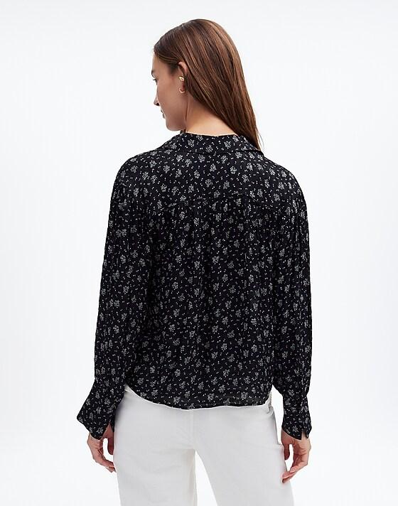 Madewell Long-Sleeve Button-Front Top True Black