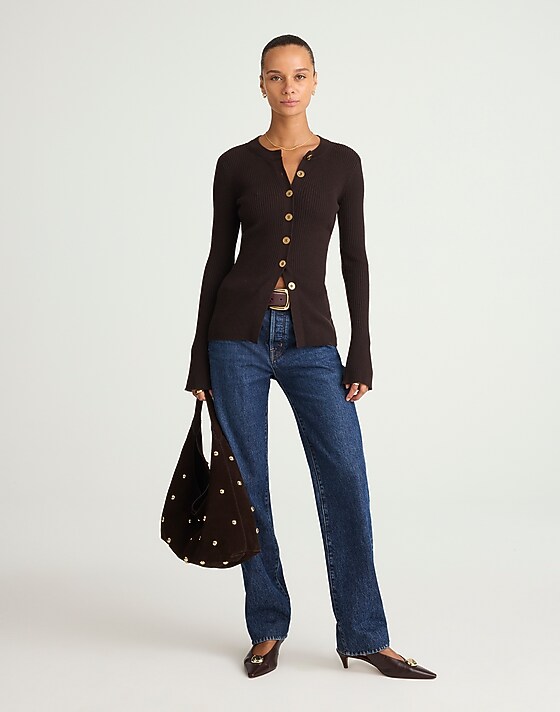 Madewell Longline Cardigan Jacket Molasses