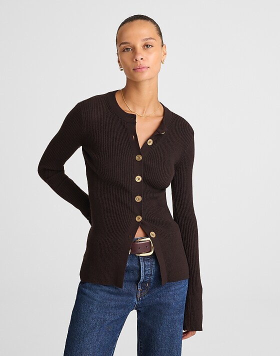 madewell Longline Cardigan Jacket molasses
