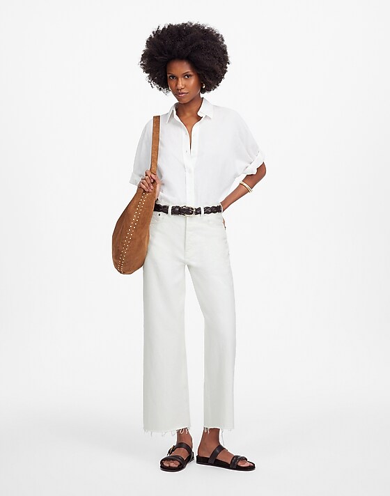 madewell Low-Slung Baggy Crop pure white