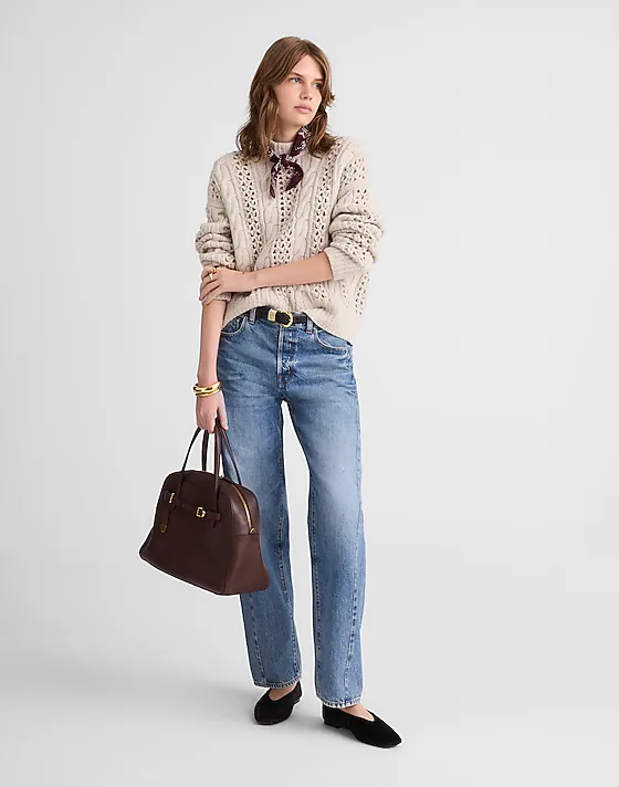 Madewell Marled Cable-Knit Sweater Mixed Oat Marl