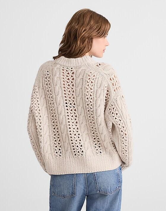 Madewell Marled Cable-Knit Sweater Mixed Oat Marl