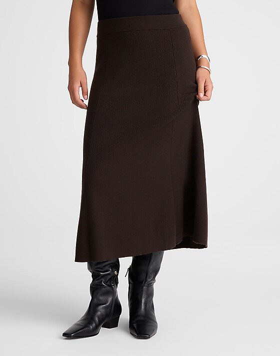 Madewell Merino Wool-Blend Maxi Skirt Molasses