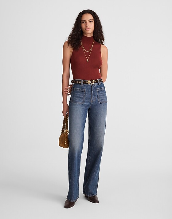 Madewell Merino Wool-Silk Sweater Tank Deep Rust