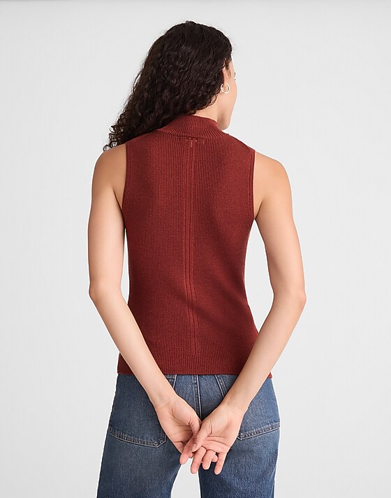 Madewell Merino Wool-Silk Sweater Tank Deep Rust