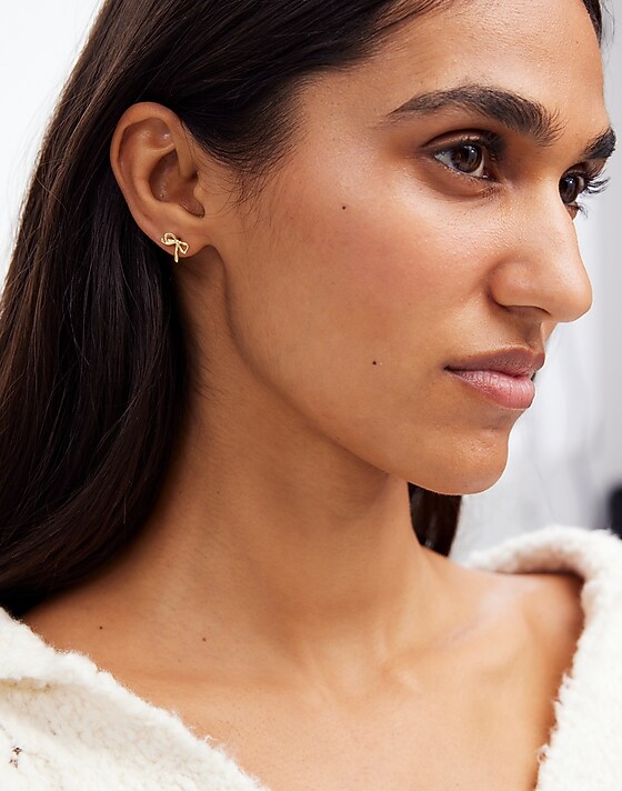 Madewell Metal Mini Bow Stud Earrings Vintage Gold