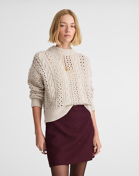 Madewell Mini Skirt In Tweed Dark Pomegranate