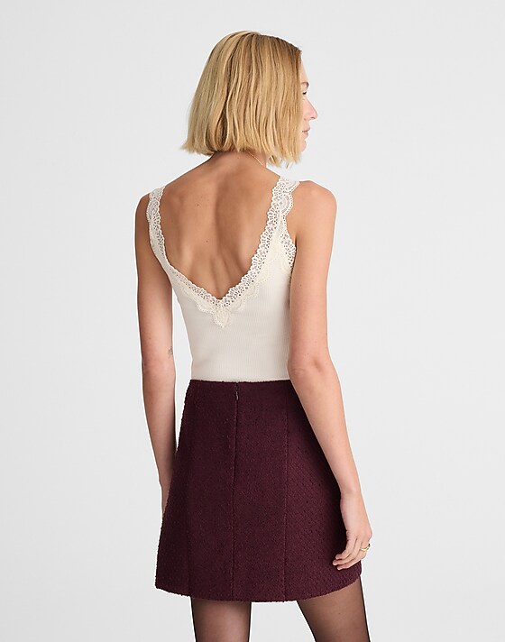 Madewell Mini Skirt In Tweed Dark Pomegranate