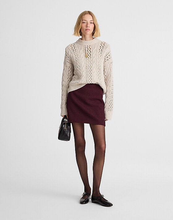 madewell Mini Skirt in Tweed dark pomegranate