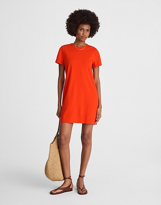 madewell Mini Tee Dress bright flame
