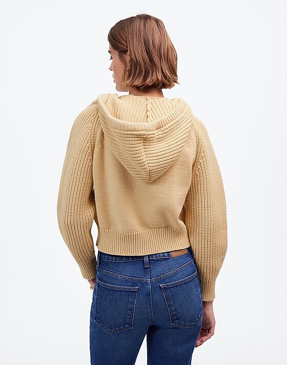 Madewell Open-Neck Ribbed Hoodie Summer Dune