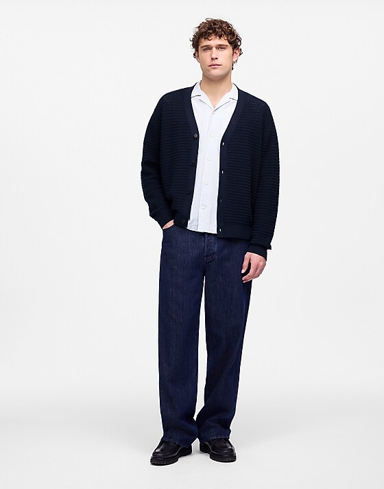 Madewell Open-Stitch Cotton Cardigan Dark Navy
