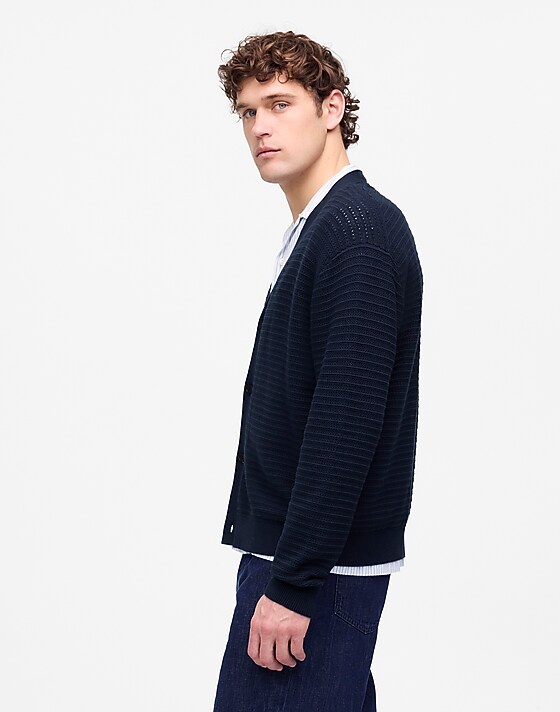 Madewell Open-Stitch Cotton Cardigan Dark Navy