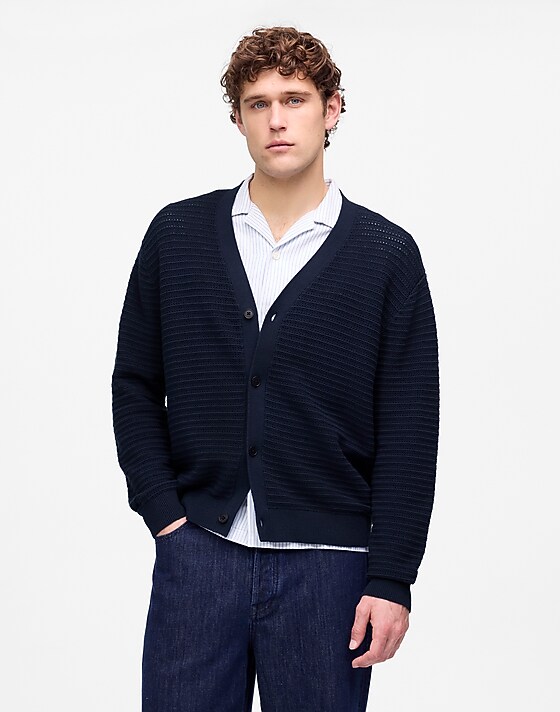 madewell Open-Stitch Cotton Cardigan dark navy