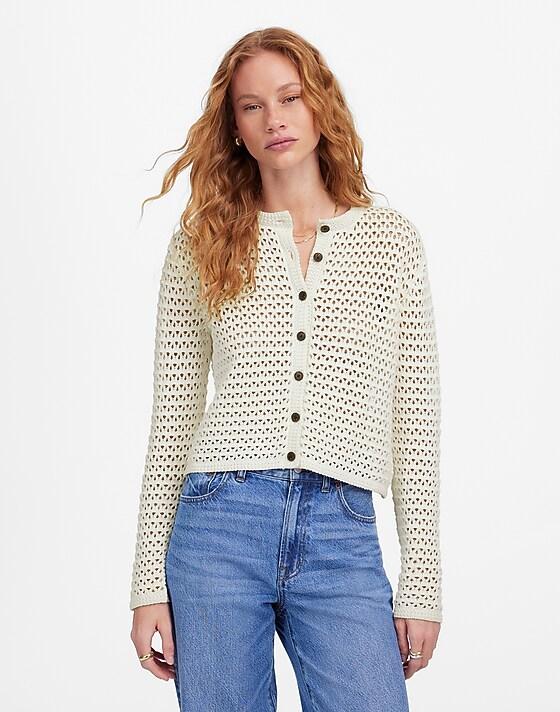 Madewell Open-Stitch Crewneck Sweater Lighthouse