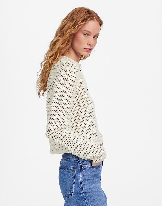 Madewell Open-Stitch Crewneck Sweater Lighthouse