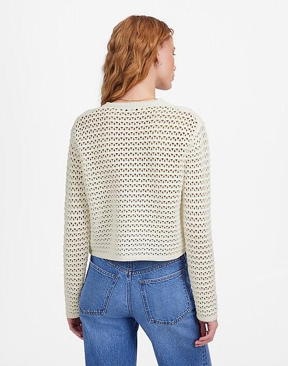 Madewell Open-Stitch Crewneck Sweater Lighthouse