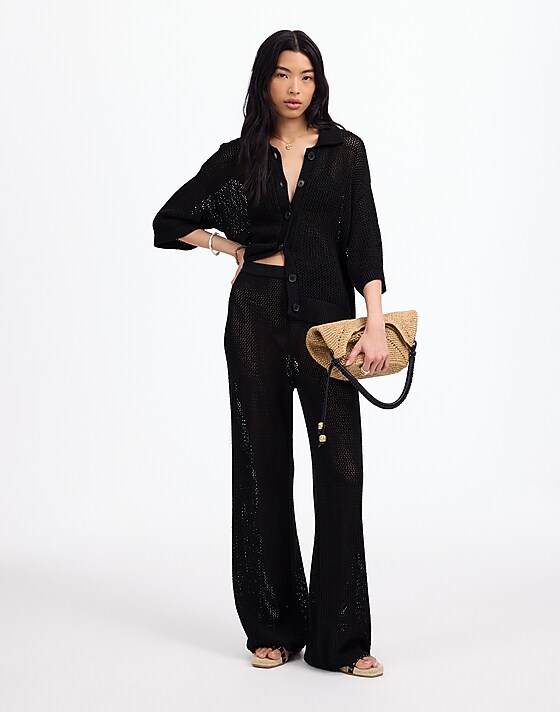 madewell Open-Stitch Sweater Pants true black