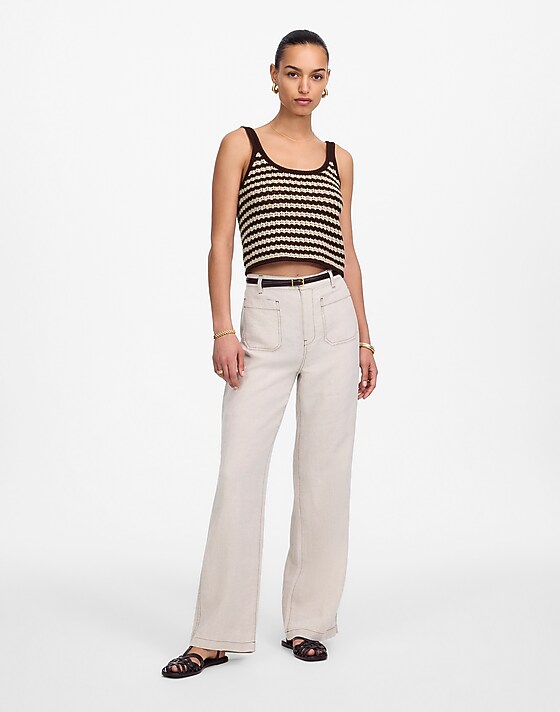 Madewell Open-Stitch Sweater Tank Sand Stripe