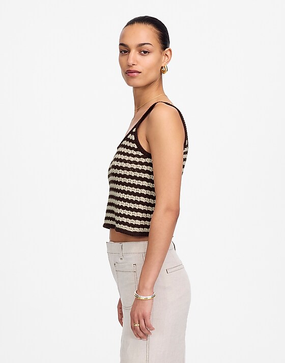 Madewell Open-Stitch Sweater Tank Sand Stripe