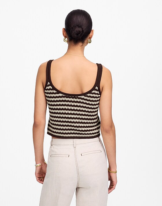 Madewell Open-Stitch Sweater Tank Sand Stripe
