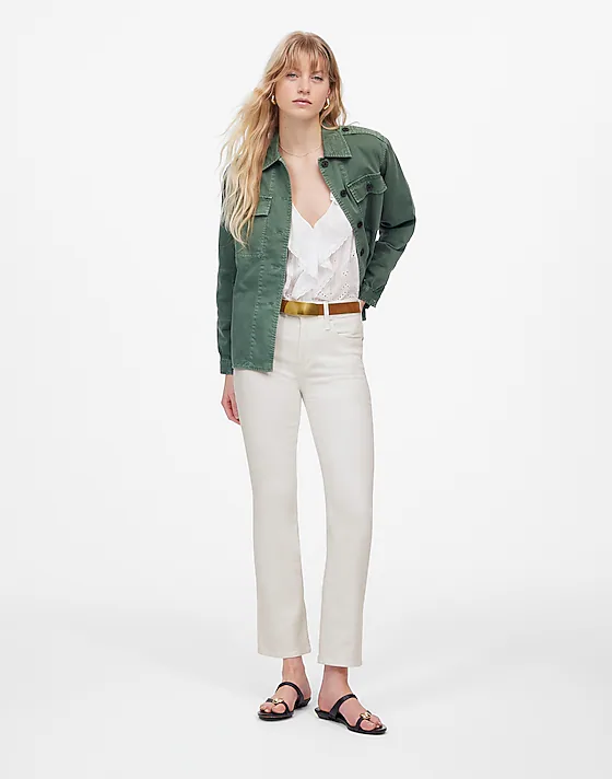 madewell Petite Kick Out Crop Jeans pure white