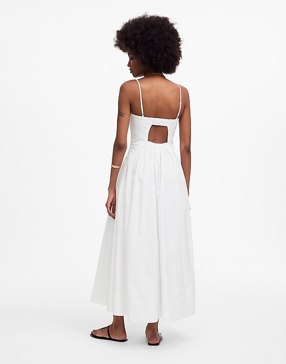 Madewell Petite Poplin Seamed Midi Dress White