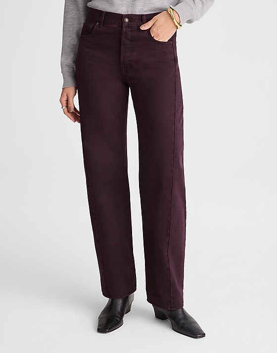 Madewell Pieced Barrel-Leg Jeans Dark Burgundy