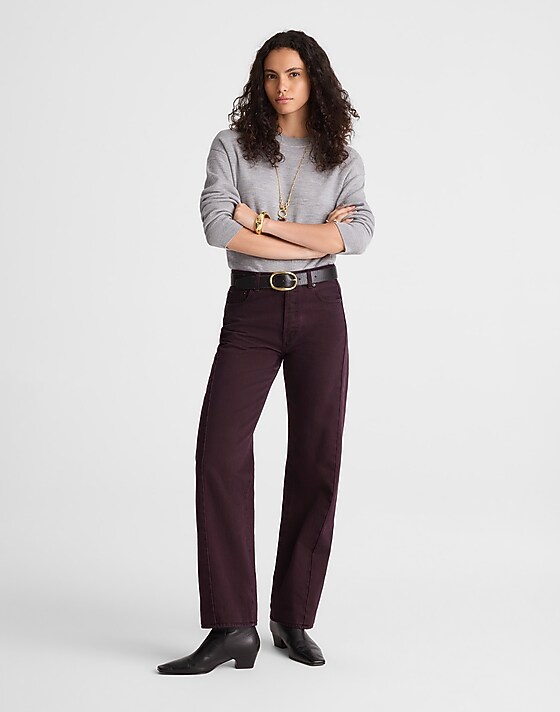 madewell Pieced Barrel-Leg Jeans dark burgundy