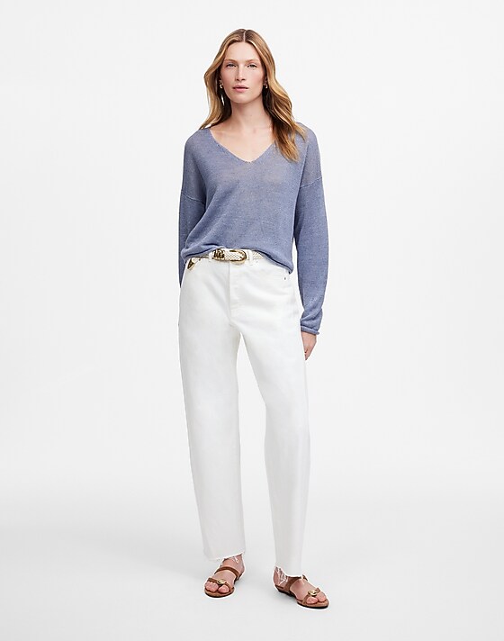 madewell Pieced Barrel-Leg Jeans tile white