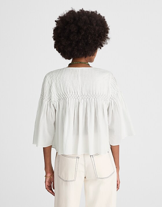 Madewell Pintucked Flutter-Sleeve Top White