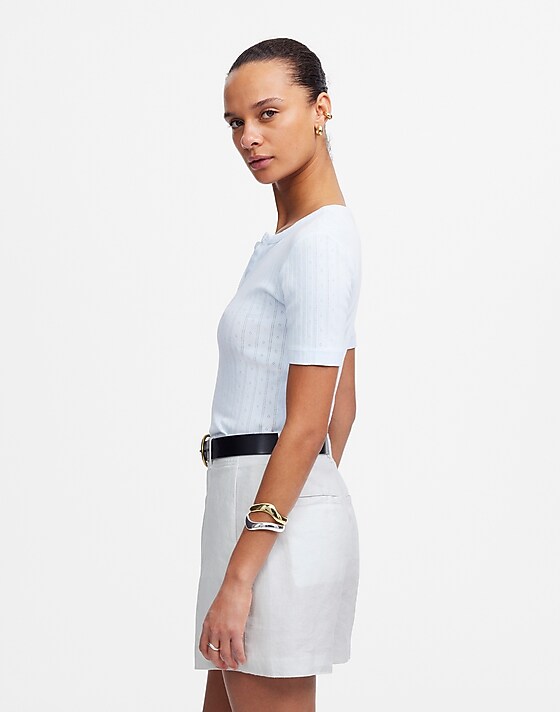 Madewell Pintucked Shorts In 100% Linen Salt