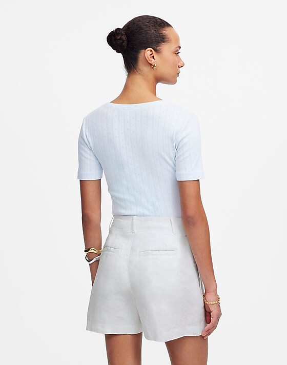 Madewell Pintucked Shorts In 100% Linen Salt