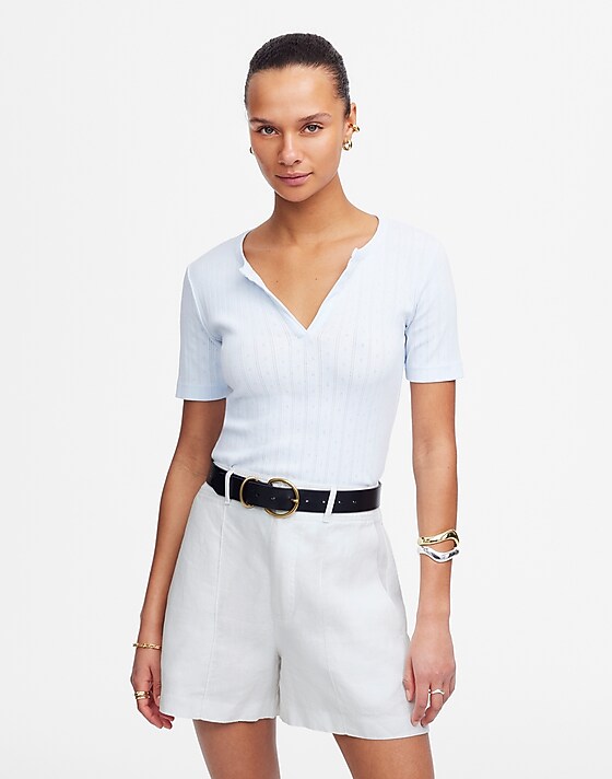 madewell Pintucked Shorts in 100% Linen salt