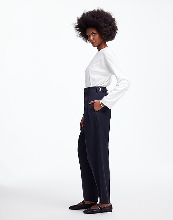 Madewell Pleated Carrot Pants Black Coal