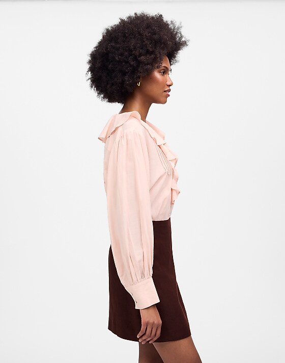 Madewell Pleated Linen Mini Skirt Chocolate Raisin