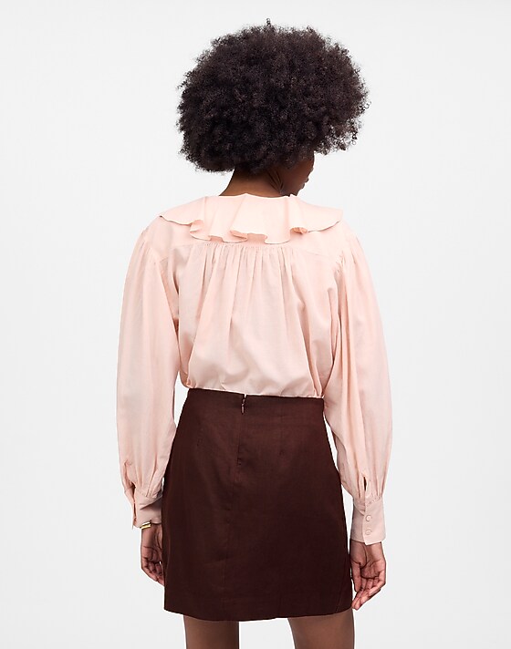 Madewell Pleated Linen Mini Skirt Chocolate Raisin