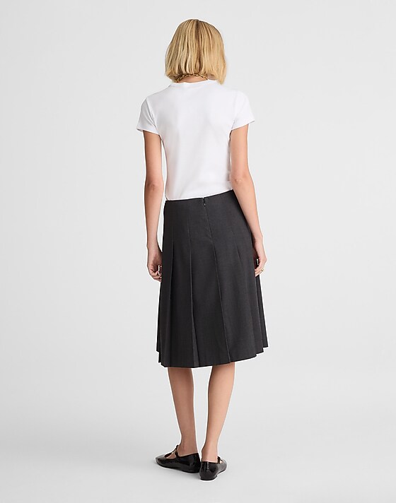 Madewell Pleated Midi Skirt Dark Grey
