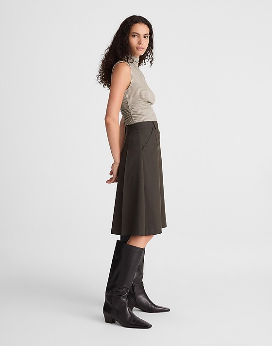 Madewell Pleated Midi Skirt Molasses Melange