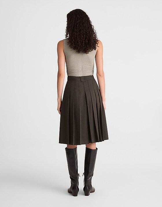 Madewell Pleated Midi Skirt Molasses Melange