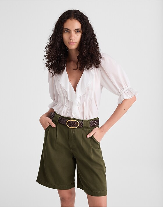 Madewell Pleated Trouser Short Faded Ivy