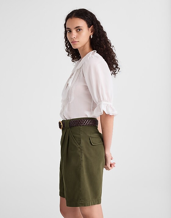 Madewell Pleated Trouser Short Faded Ivy