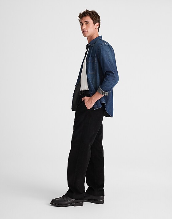 Madewell Pleated Trousers In Corduroy Washed Black